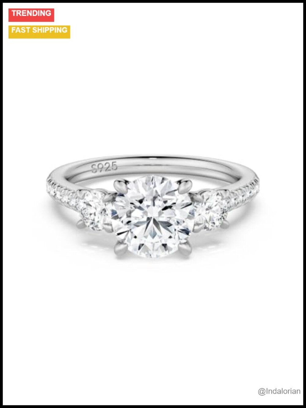 2.6ct Moissanite Engagement Ring 925 Sterling Silver Lab-Grown